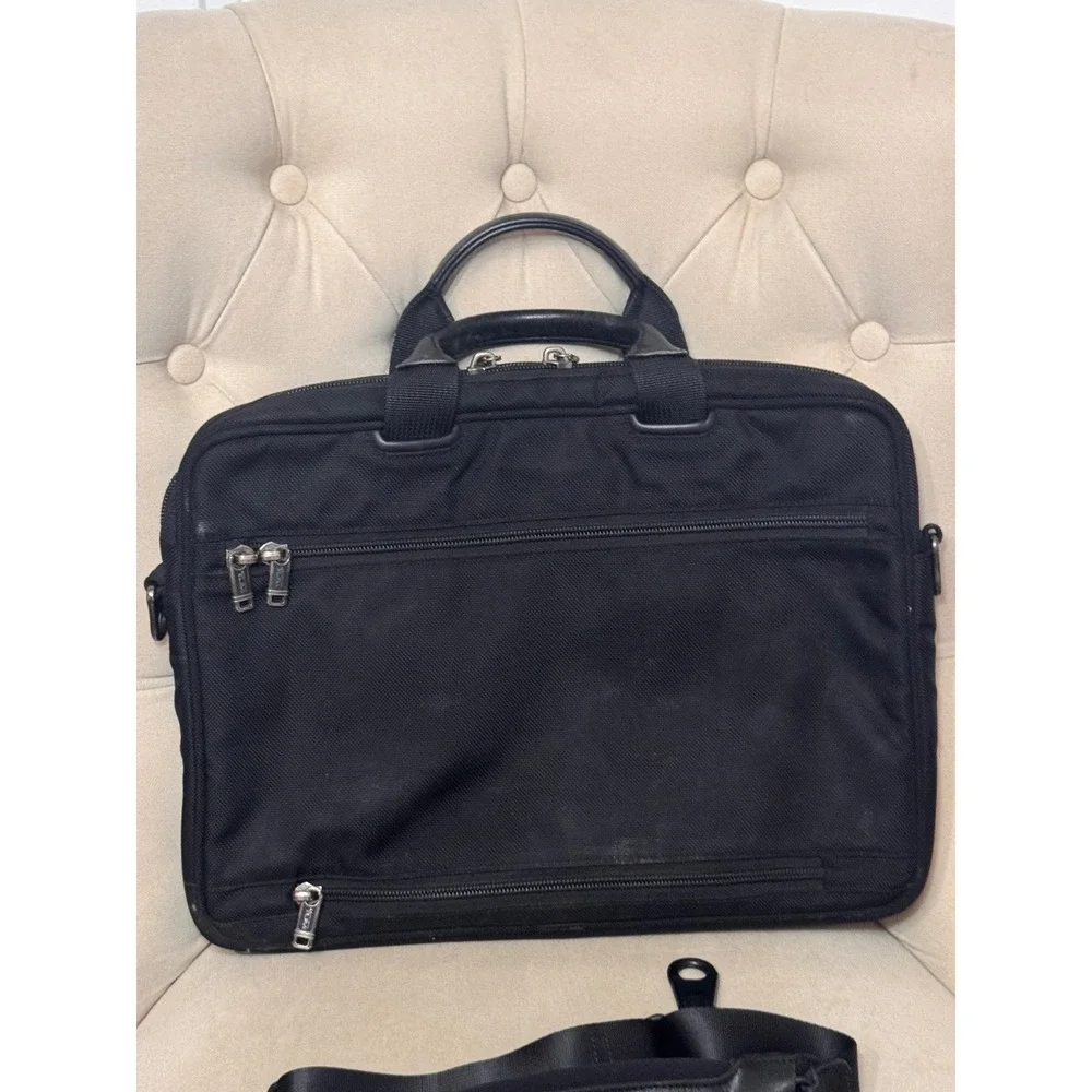 Tumi Black Ballistic Nylon Laptop Briefcase Messenger‎ Bag with Str